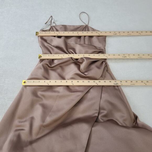 Davids Bridal faux wrap evening gown taupe Size 16 Ball gown wedding prom formal - Picture 6 of 11